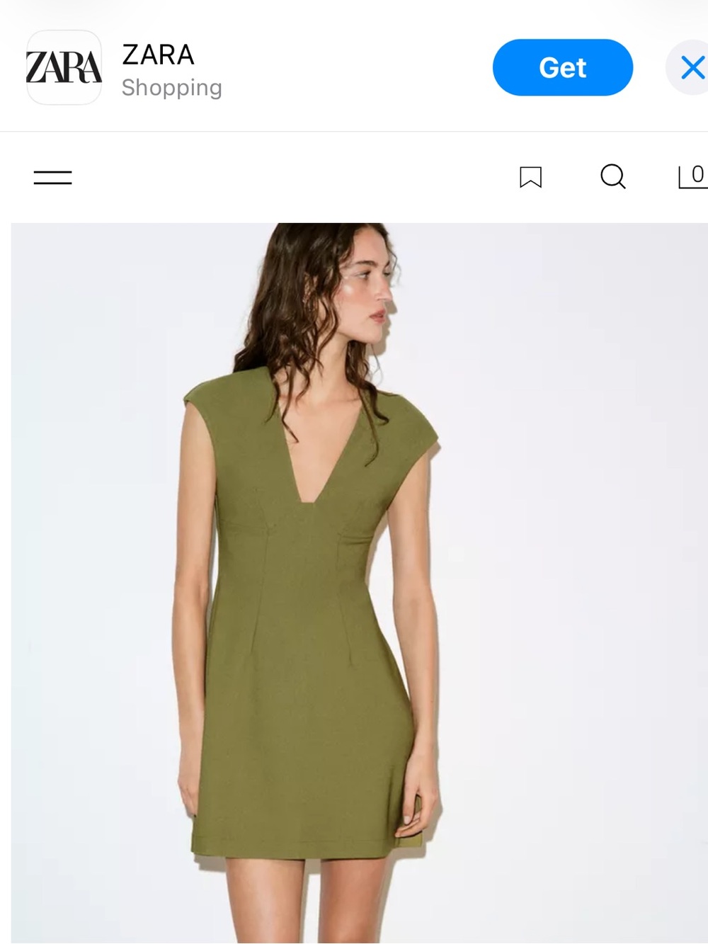 Zara CREPE V-NECK DRESS NWT
